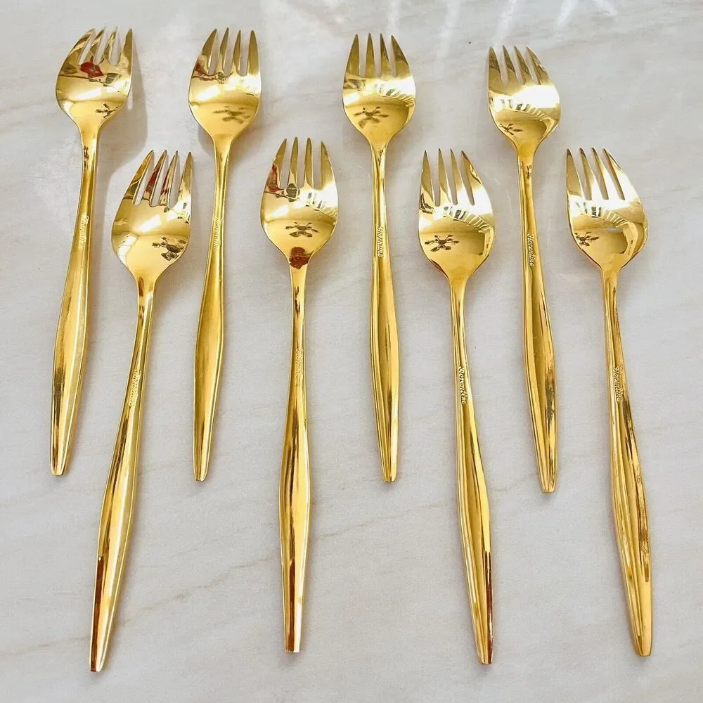 8pc Florentine FLR1 Gold Electroplated Flatware Salad Fork 6 7/8 in